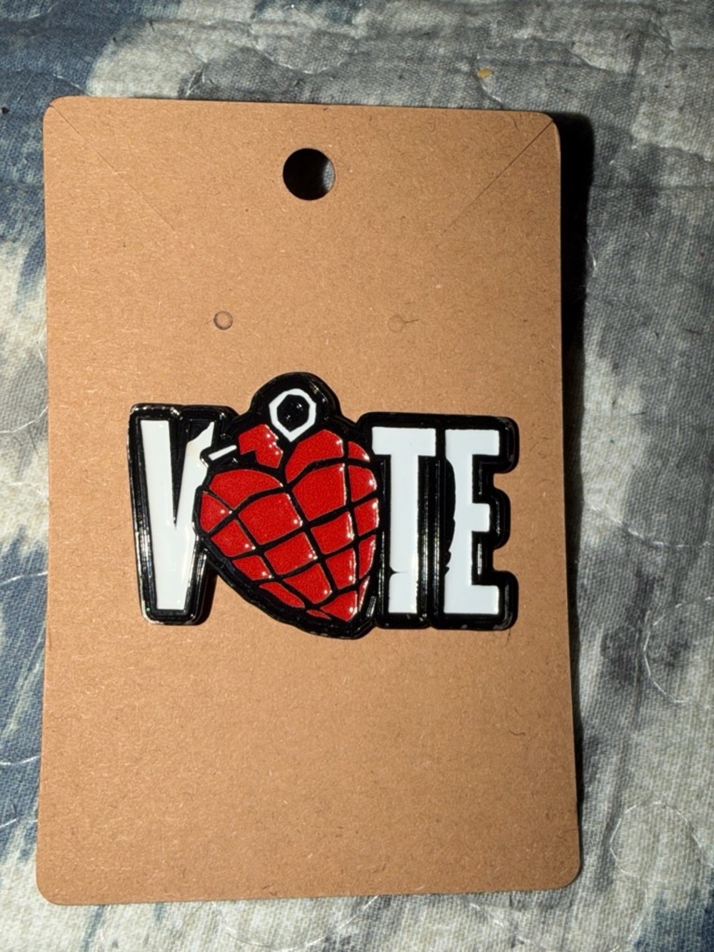 Green Day Red Heart Grenade "VOTE" Enamel Pin - Statement Home Art